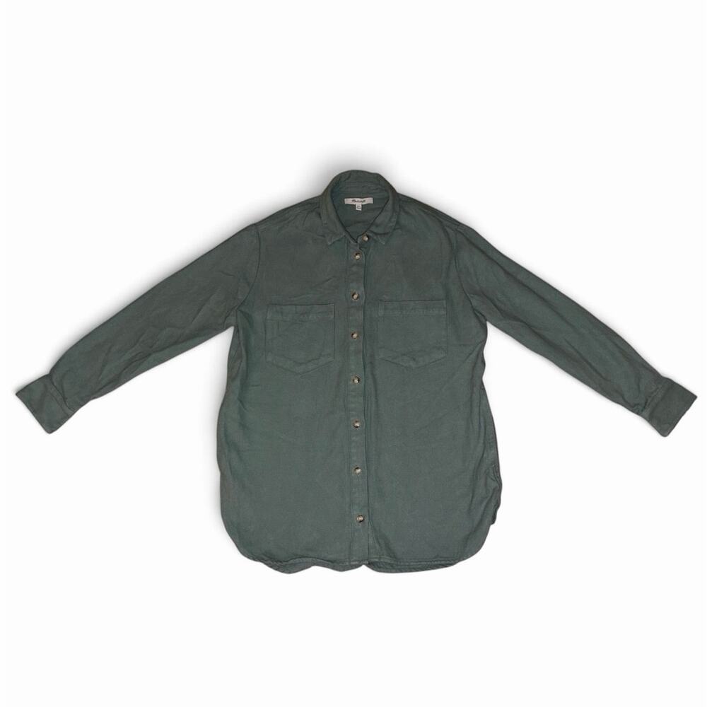 MADEWELL Drapey Moleskin Button Down XXS Pale Eucalyptus Flannel